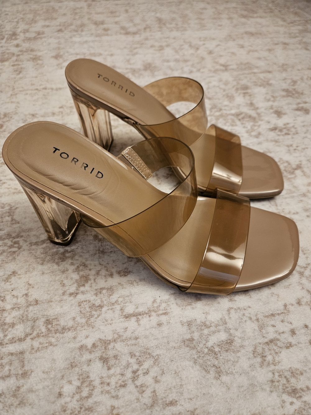 Torrid Tan Clear Strap Block Heel Sandals